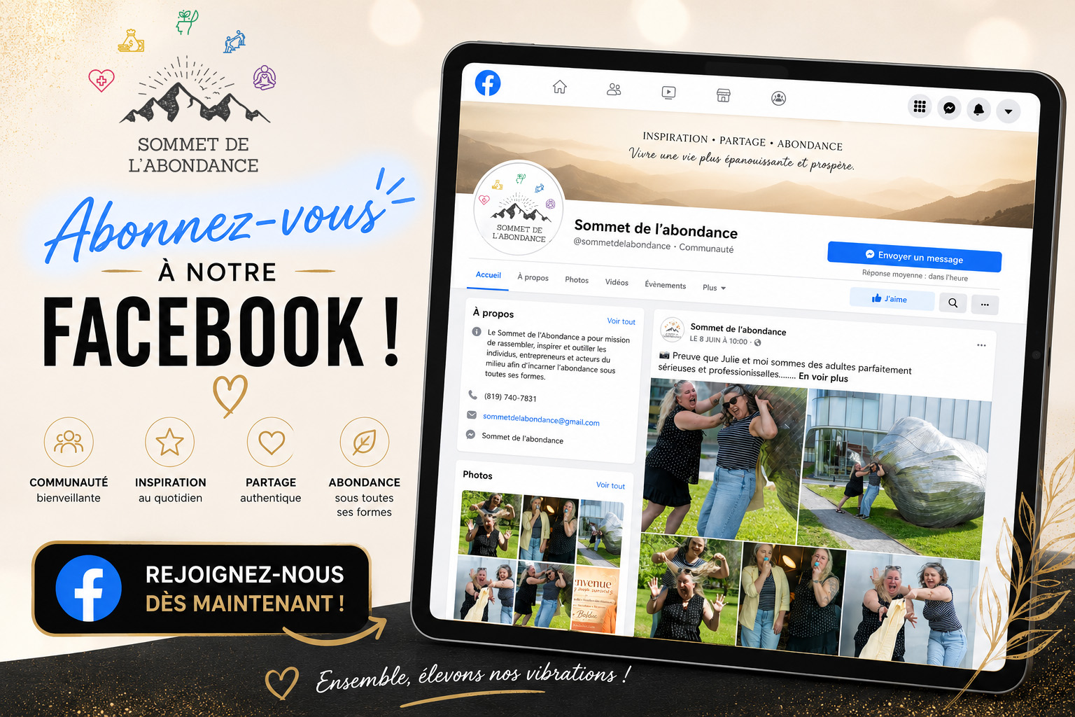 Abonnez-vous à notre Facebook - Sommet de l’Abondance