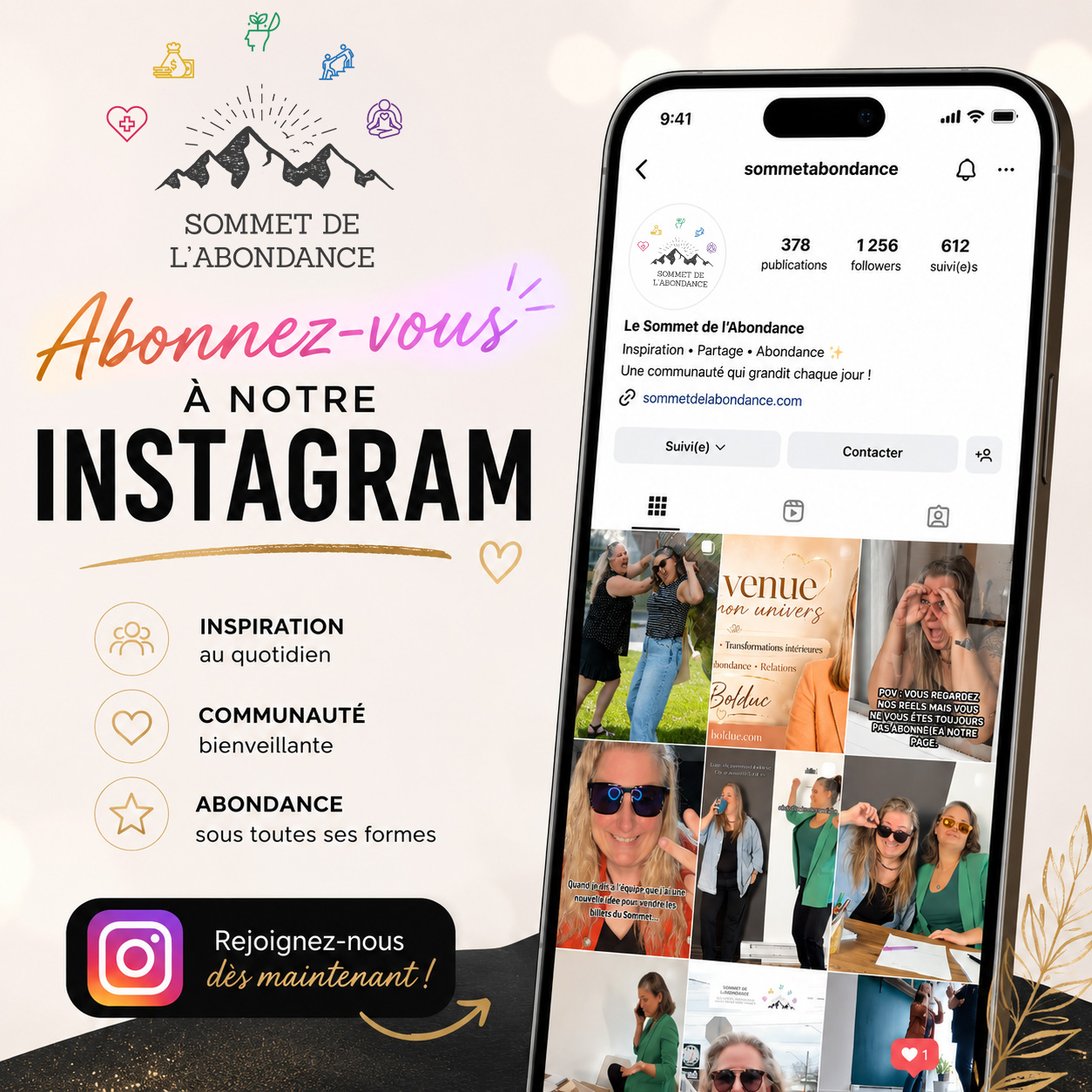 Abonnez-vous à notre Instagram - Sommet de l’Abondance