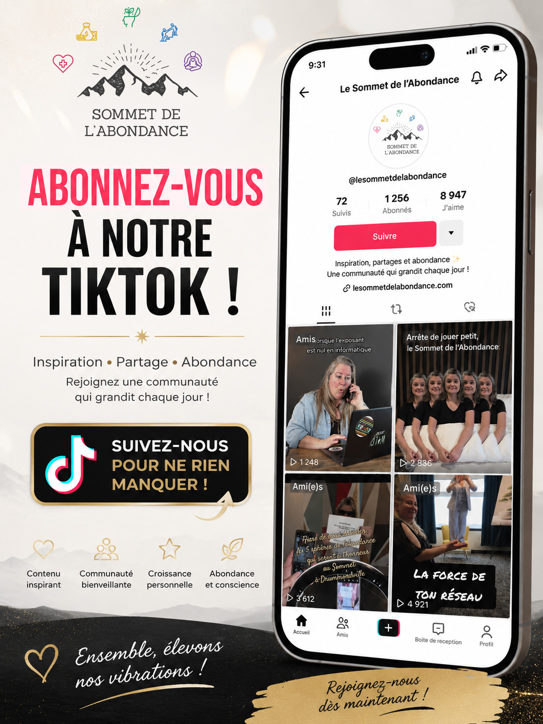 Abonnez-vous à notre TikTok - Sommet de l’Abondance