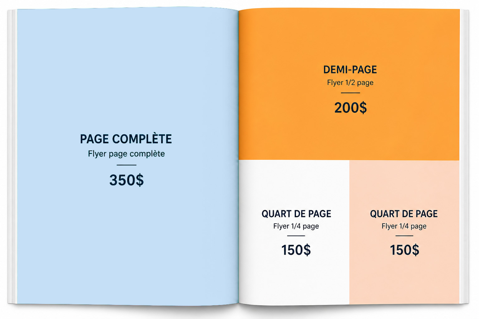 Mock-up des tarifs et formats publicitaires du Magazine Web